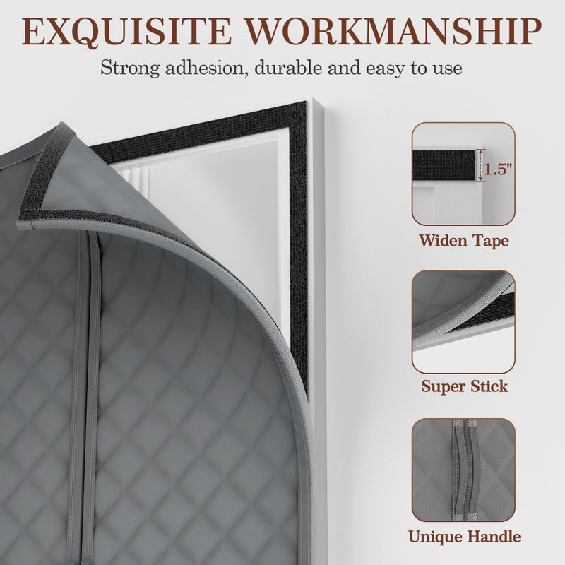Yotache Magnetic Thermal Insulated Door Curtain Fits Door Size 36 x 82 inch  Door Curtain Size 38"" x 84"" Weatherproof Oxford Material Door Screen Covers Keep Cold Drafts Out  Gray - Image 4